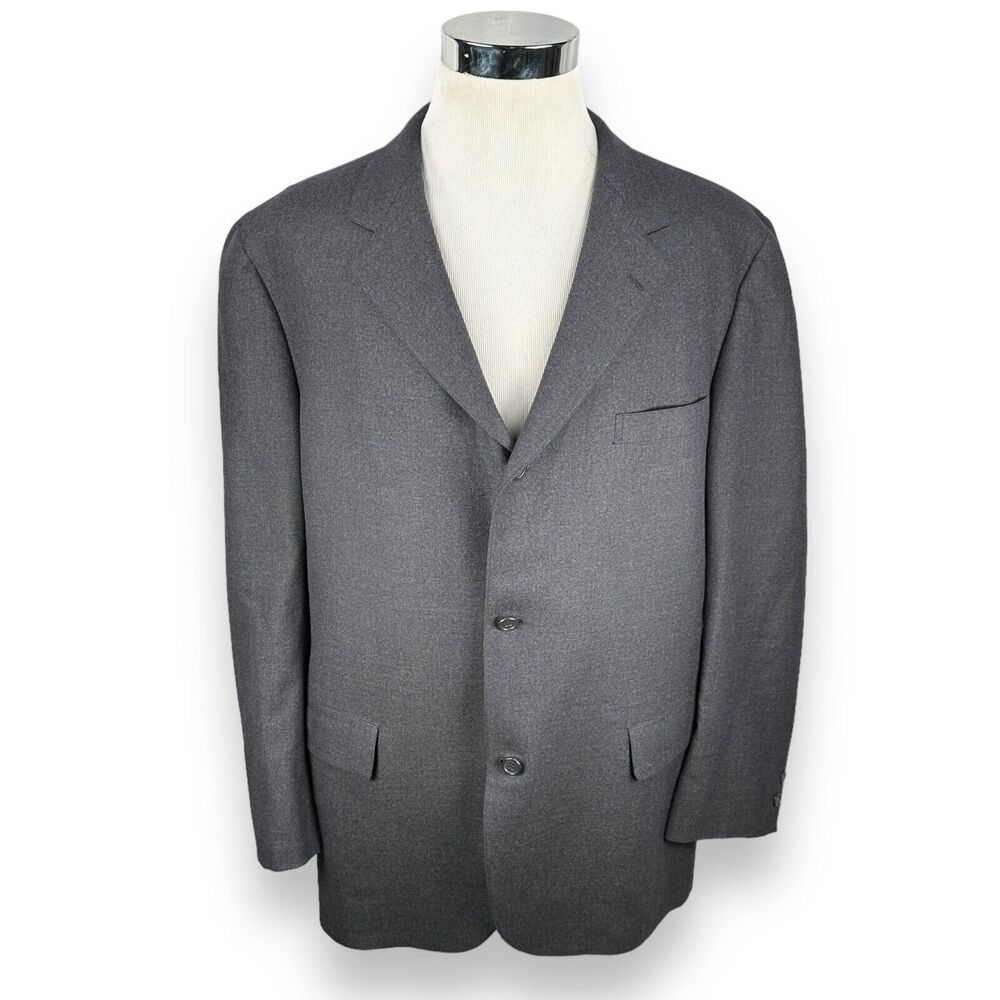 Vintage Brooks Brothers Golden Fleece Blazer Jacket Mens 46L Gray USA 100% Wool